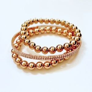 Bracelet set, 3 pieces, gold plated, and flexible